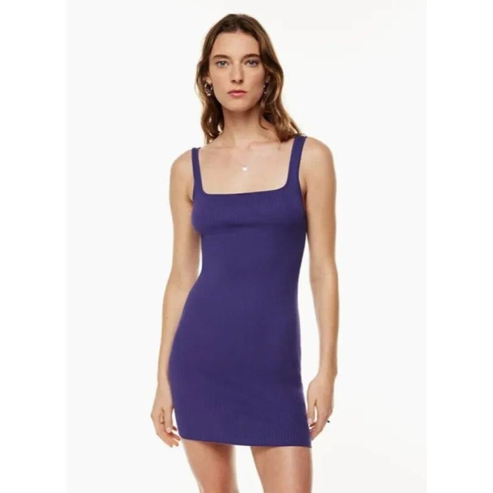 Aritzia Wilfred Saturn Ribbed Knit Bodycon Mini Tank Dress Womens Medium Purple